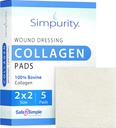 Collageen Dressing Pads - 2" x 2" 5 Count Collageen Pads for Wounds - Non-Adherent Collageen Dressing for Wound Care - Safe n' Simple Wound Care Supplies