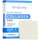 Collagen Dressing Pads - 2" x 2" 5 Count Collagen Pads for Wounds - Non-Adherent Collagen Dressing for Wound Care - Safe n' Simple Wound Care Supplies