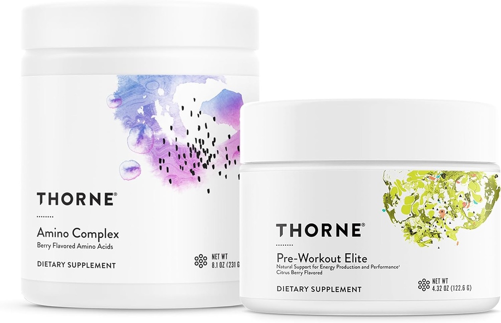 THORNE - Performance Boost Bundle: Pre-Workout & Amino Complex - Energy, Muscle, NSF Certified - 24 to 30 Servings
