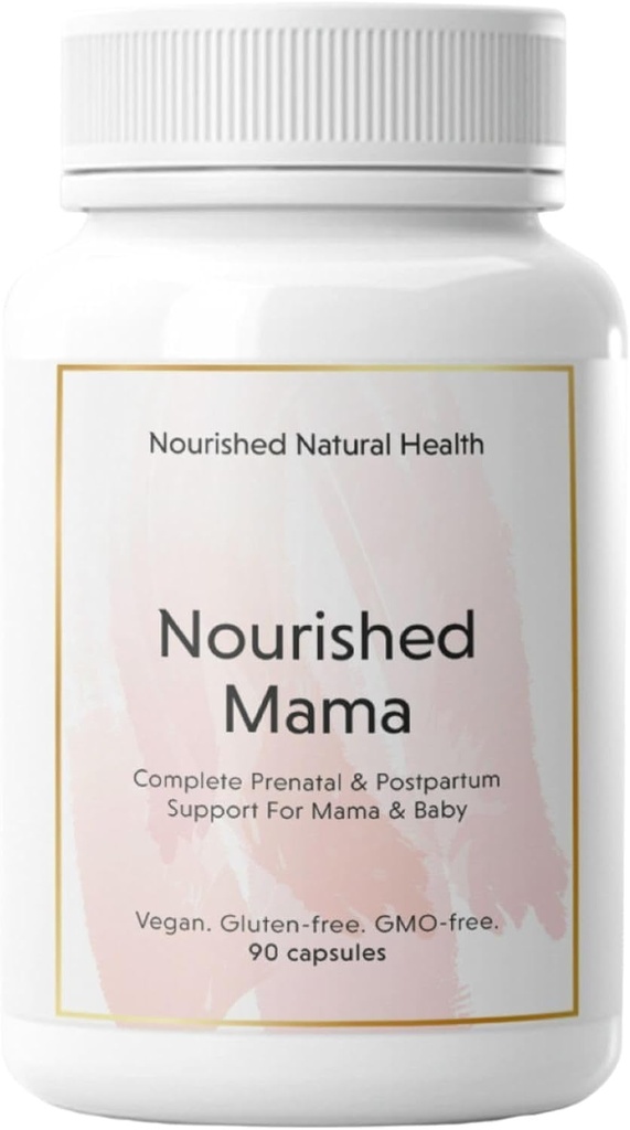 Nucheshed Mama Prenatal Multi Vitamin - Vegan Multivitamin untuk Preception, Pregnancy, Postpartum and Breastfeating Dupport - Iron- Bebas dengan Methylated Floor & High Dose Chooline - 90 Capsules