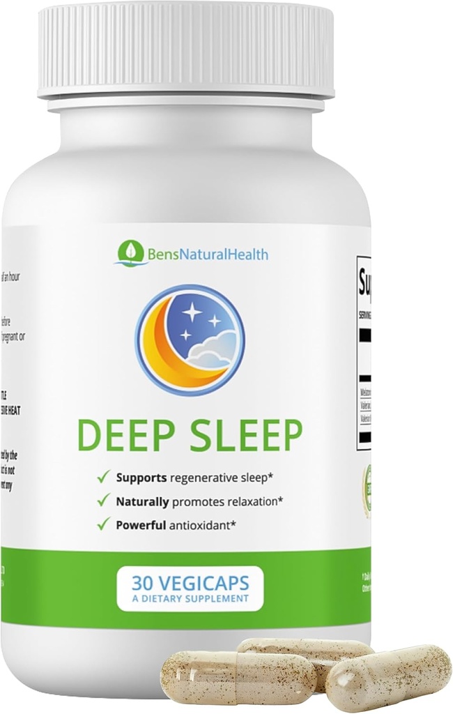 Ben 's Natural Health Deep Sleep Supplemen, Melonatin, Valerian, Chamomile dan Lavender, 30 Kapsul