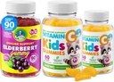 DR. MORITZ bitamina C Gummies eta Elderberry Gummies Haurrentzako eta Helduentzako - Inmune Support Low-Sugar Chewable Gummy Vitamins for Toddlers - Vegetarian Gelatin-Free Children's Dieta osagarria