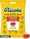 Ricola Free Switzeral Herb Cough Drops, 19 Counter, Cough Sprintant & Throat Relieving Drops with Natural sourced Menthol, 为咳嗽和喉咙刺激症状缓解欢呼的味道