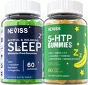 Melatonin Bezspánkové Gummies + 5-HTP Gummies pro dospělé, s GABA, L-Theanine, L-tryptofan, Magnesium, Ashwagandha, Turmeric - Non- Habit Forming, Banana Extract Nápověda pro hluboké relaxace, klid