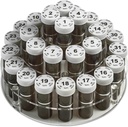Månatliga Pill Bottle Organizer Caddy - 31 Numrerade Full-Size Pill Bottles w Child-Proof Lids för varje dag i månaden-Clear Rack och lätt att använda för daglig Dos av Medicinering Vitaminer och tillägg