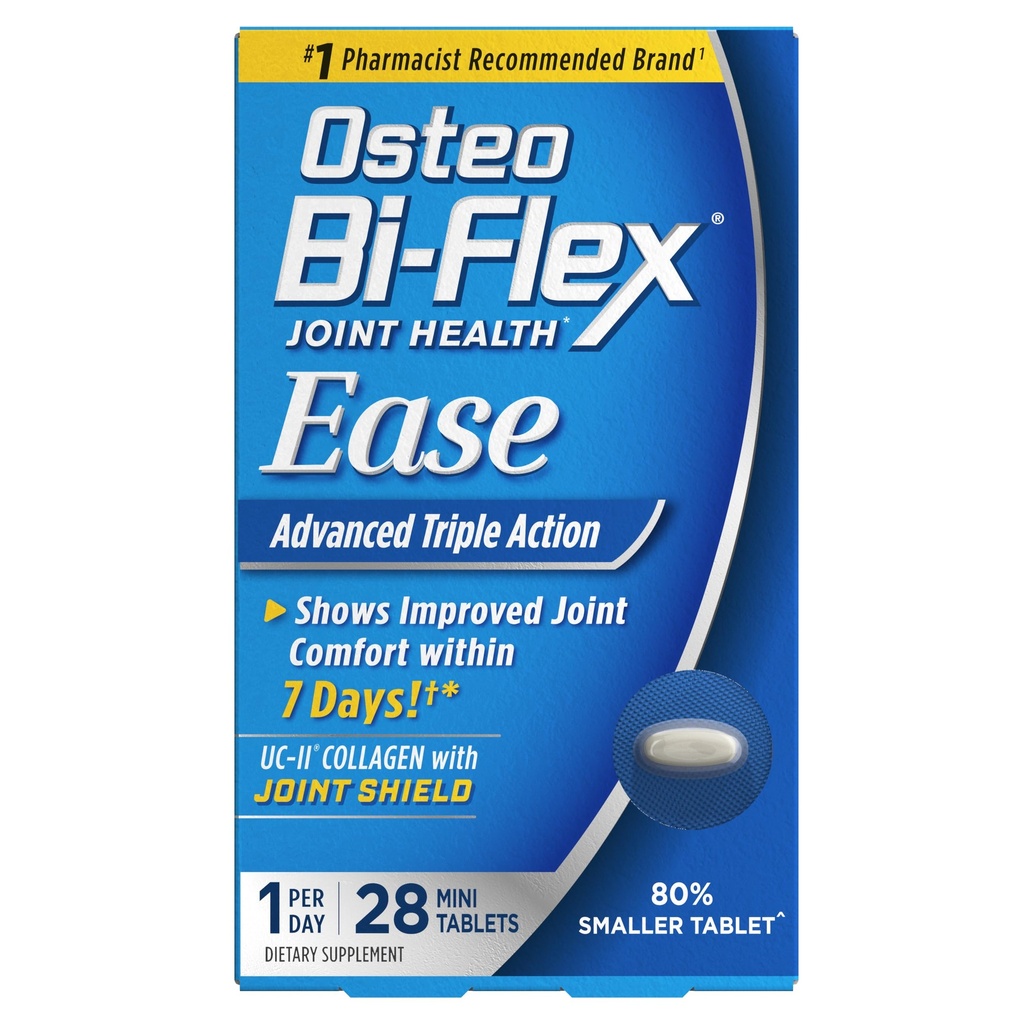 Osteo Bi-Flex Ease Mini Tablet Triple Action UC-II Collagen Supplement with Vitamin D, Improve Joint Function, Strength, Flexibility, Mobility 28 Mini Tabs