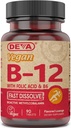 Deva Vegan Vitamin B12 Fast Opløs supplement - Once- Per- Day Complex med 1000 Mcg Methylcobalamin B12, Folsyre, B6 - Lemon Flavor - 90 opløselige tabletter, 1 - Pack