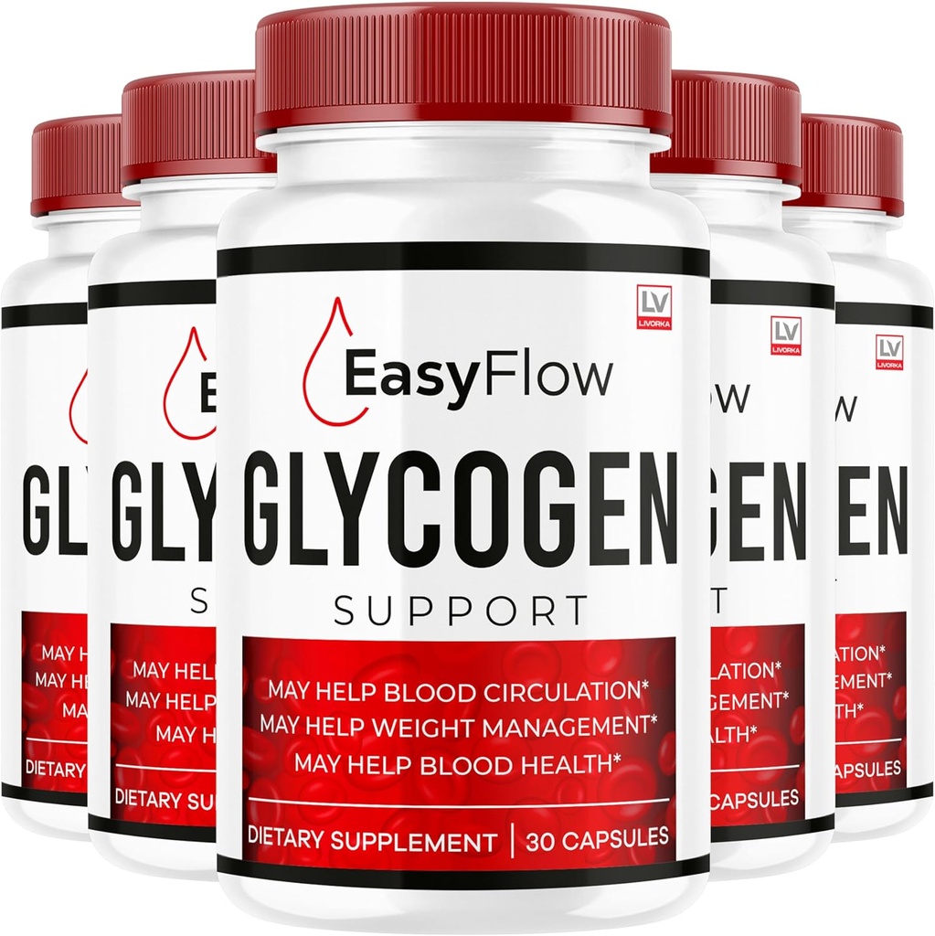 (5 Pack) Easy Flow Glycogen Support - EasyFlow Glycogen, Easy Flow, Easy Flow Glycogen Supplement, Glycogen Support Easy Flow, Easy Flow Glycogen, Glycogen Easy Flow, 150 Capsules gedurende 5 maanden