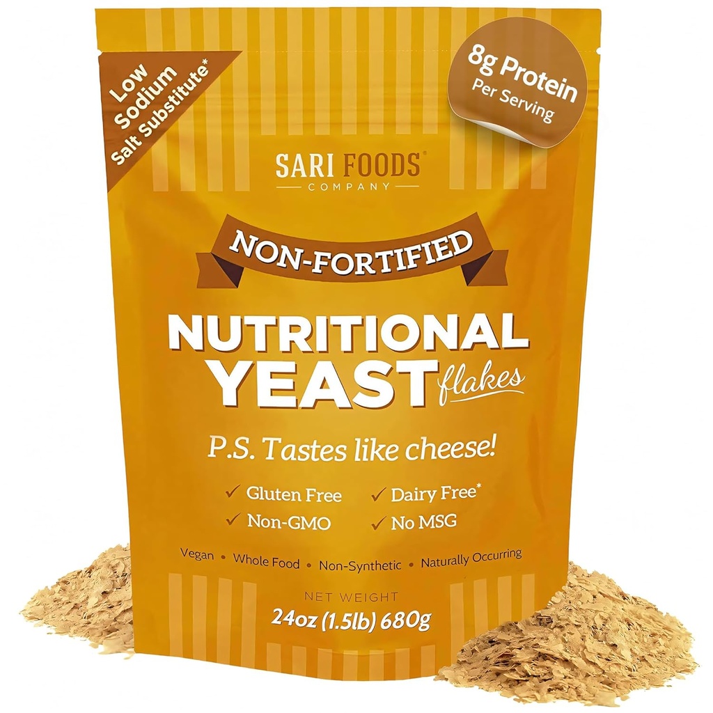 Non Fortified Nutritional Yeast Flakes, Whole Foods Based Protein Powder, Vegan, Glutenfrei, Vitamine B, Beta-Glucans und alle 18 Aminosäuren (24 oz.)