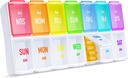 ZIKEE Rainbow Weekly Pill 주최자 2 번 Easy Tracking, AM PM Pill Case, 대형 7 일 Pill Box Twice a Day, BPA-Free Medication 주최자, 비타민, 생선 기름, 보충제