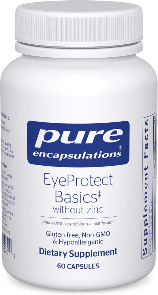 Czyste enkapsulacje EyeProtect Basics Bez cynku 124; Kluczowe przeciwutleniacze Wsparcie dla zdrowia oczu 124; 60 Kapsułki