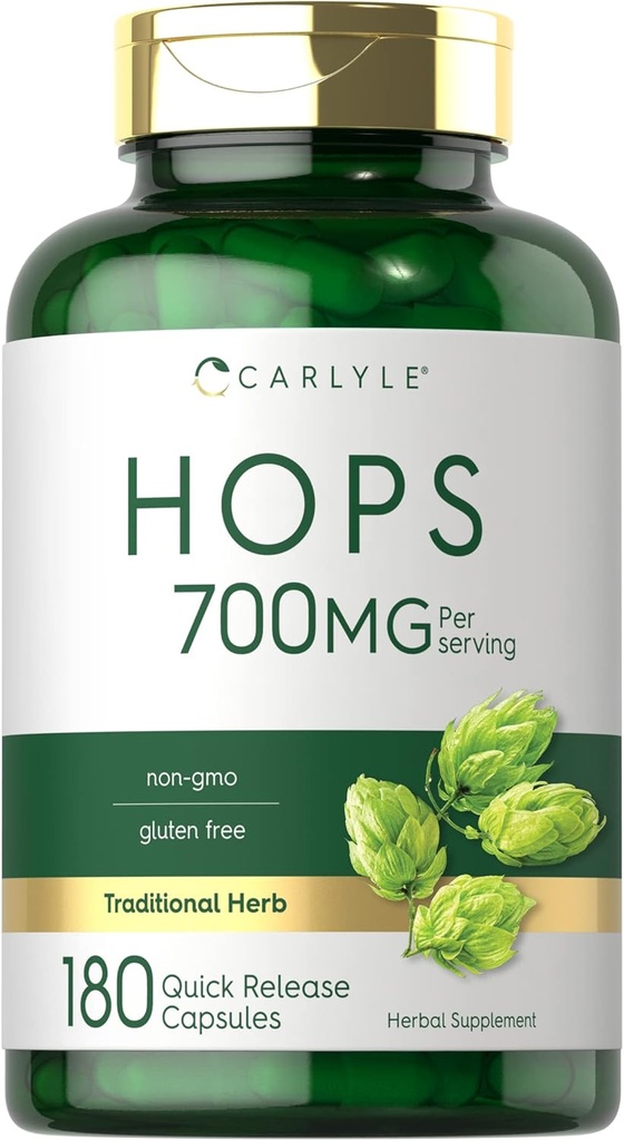 Carlyle Hups Supplement 700mg | 180 Kapslid | Mitte-GMO & Gluteenivaba | Traditsiooniline Herb