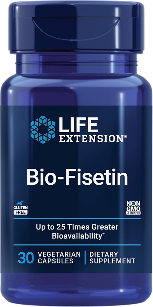 Life Extension Bio-Fisetin, Fisetin, galactomannans från Fenugreek Seed, Cellular Health, kognitiv hälsa, livslängd, glutenfri, vegetarisk, icke-GMO, 30 vegetariska kapslar