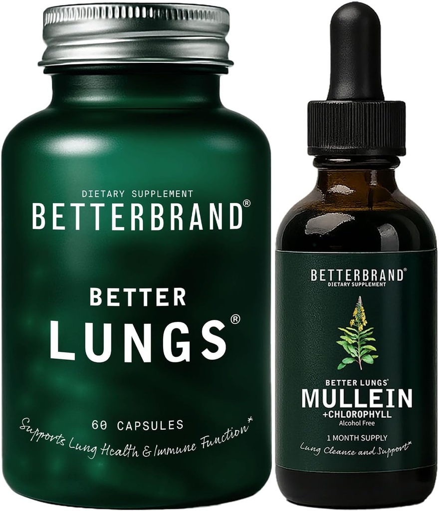 Кращий ребренд кращий Lungs Health Pack - кращий Lungs Capsules & Mullein Leaf Tincture Drops Повний респіраторний здоров'я добавки пакет - 30 днів постачання
