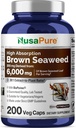 NusaPure Brown Seaweed 30:1, 200 mg Eg tương đương 6.000 mg Veggie Capsules - (Vegan, Non-GMM Bioperine)
