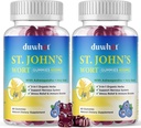 St John's Wort Gummies 600mg, 3 en 1 Suplementos orgánicos de herbas para alivio do estrés, soporte do sistema nervioso, con Ashwagandha & Holy Basil Extract para adultos e nenos, Non-GMO, Vegan, 120 ct.