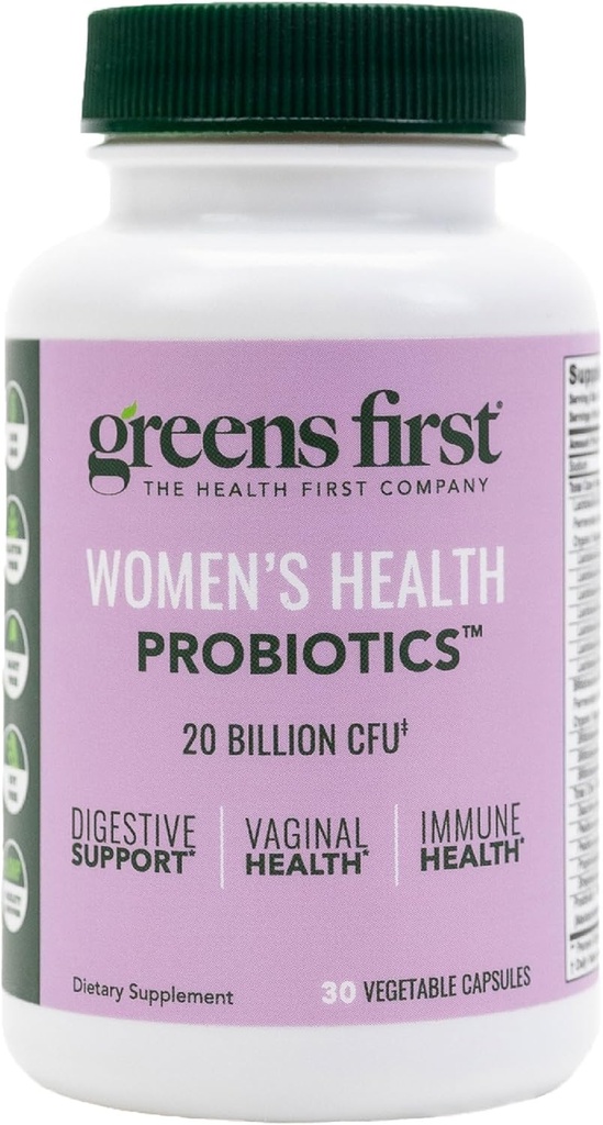 Greens First Women’s Health Probioics - Probitic for pH Conth - 20 Billion CFU - Hỗ trợ cho Bản tóm tắt, Immune & Vaginal Health Non-GO/Gluten/Dairy- Free/Soy- Free (30 Capsules)