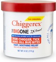 Chiggerex 2X Power First Aid Metgeed Ointmented for Chiggers, Mosquito Shacks, Ticks i errors Mossegagege with Alo Vero i Chamilla, 6 oz