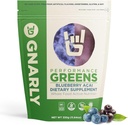 Gnarly Nutrition Greens Superfood אבקת - Blueberry Acai ביצועים סופר ירוק אבקת - NSF ספורט מוסמך - אורגני, Probiotics & Essential Micronutrients - Blueberry Acai, 11.64 oz