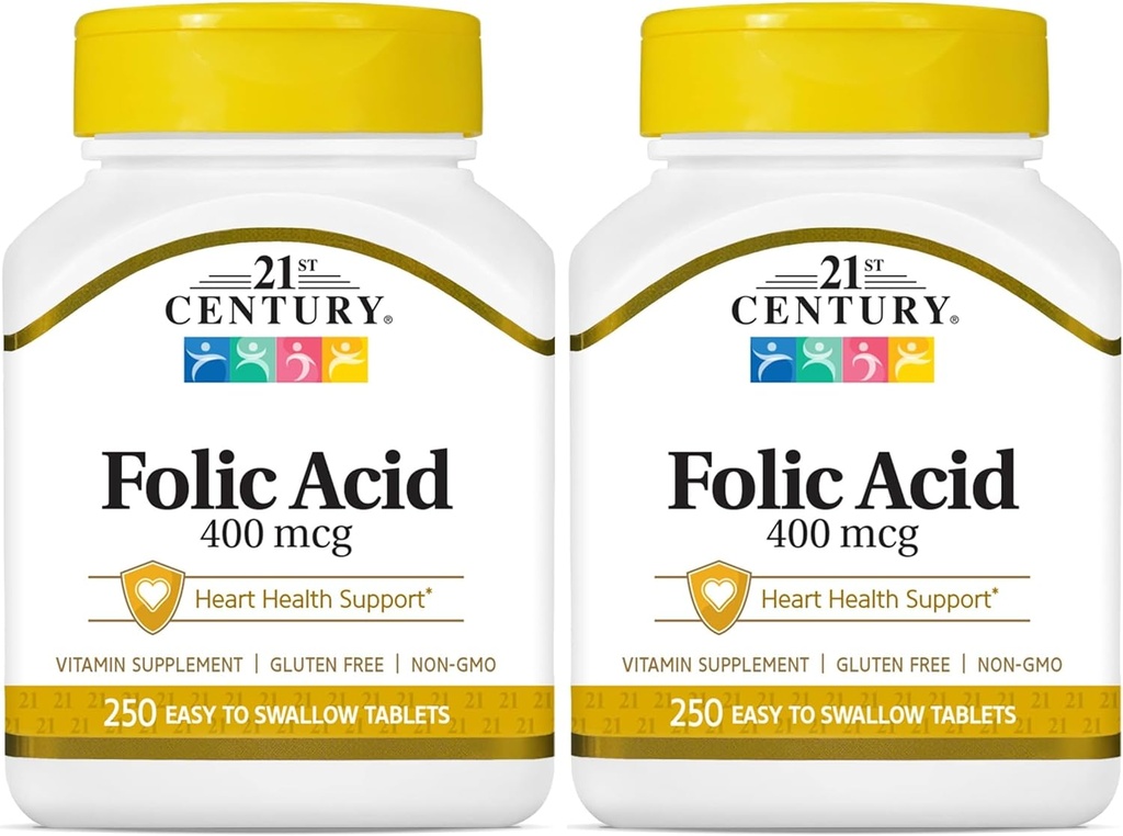 21st Century acid Folic 400 mcg, 250 Count (Pack 2)