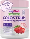 Colostrum Powder Premium , Gut Health " Bloating, Hair Growth " Skin Glow, Immunity , Natural Flavor Strawberries " Cream s Gras-Fed Bovine Colostrum supplement , High IgG, Gluten Free, Bioactives