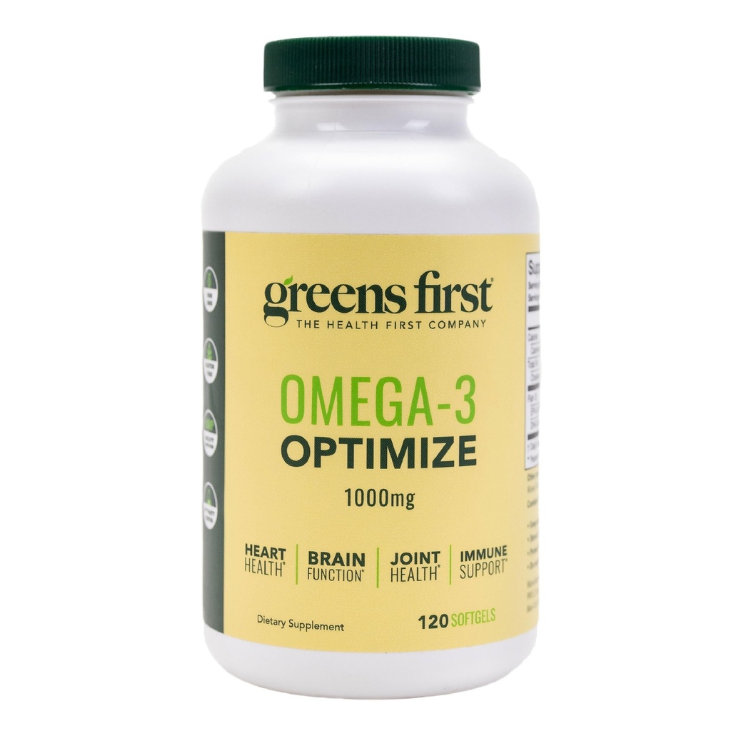 Greens First Omega-3 Optimize Daily Supplement Ultra-Pure, Potent Marine Oil - for Heart, Brain & Joint Health - High EPA/DHA - Immune Support - 850mg - 120 Softgels
