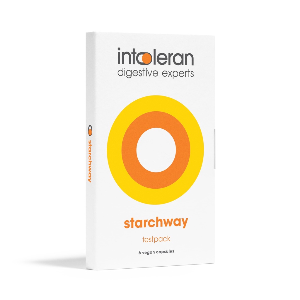 Intoleran Starchway Digestive Enzymes - Testpack 6 Capsules | Supplement for Starch & Sucrose | Helps Digest Sugars & Starchy Foods | Invertase & Gluco-Amylase Enzymes | Pure & Vegan | Low FODMAP