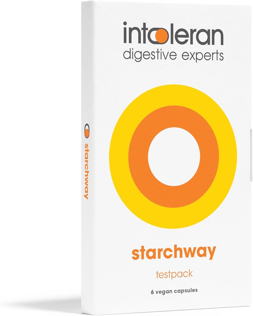 Netolerantní Starchway Digestive Enzymes - testpack 6 tobolek CUP124; dodatek pro intoleranci Starch & Sacrose CUP124; Pomáhá Digest Sugars & Starchy Foods CUP124; Invertase & Gluco- Amylase Enzymes CUP124; Vegan CUP124; Nízká FODMAP