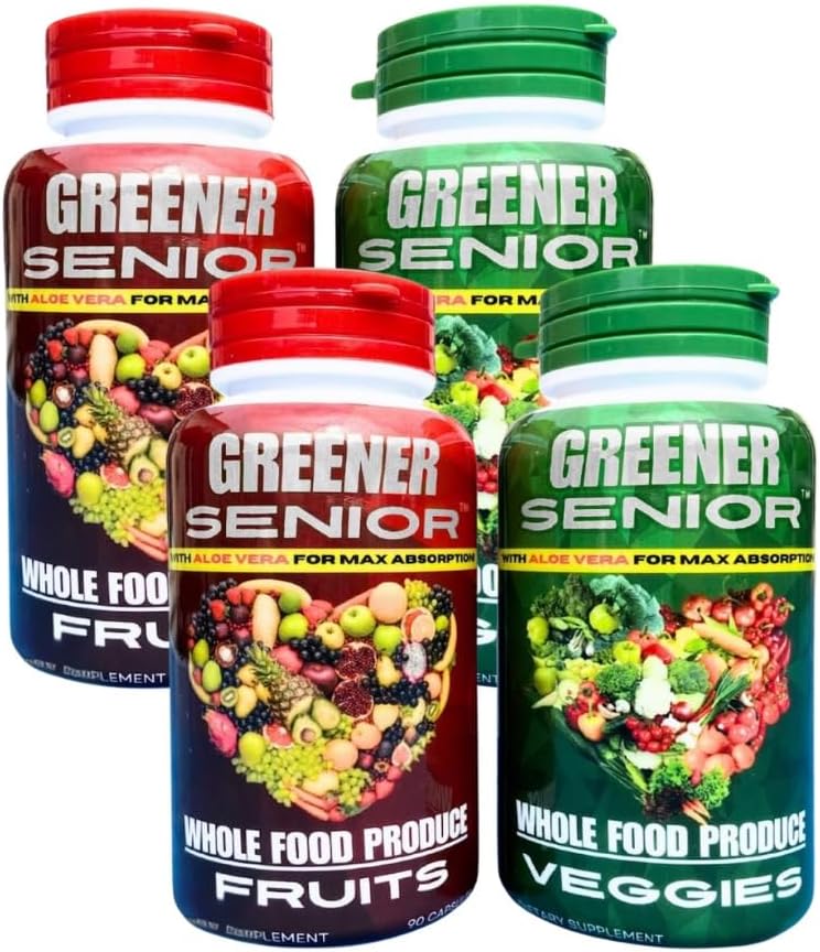 Fruit & Veggie Whole Food Supplement - Formulado para anciáns, homes e mulleres, para Max Absorción - 90 cápsulas de froitas e 90 cápsulas de Veggie - 2 Sets