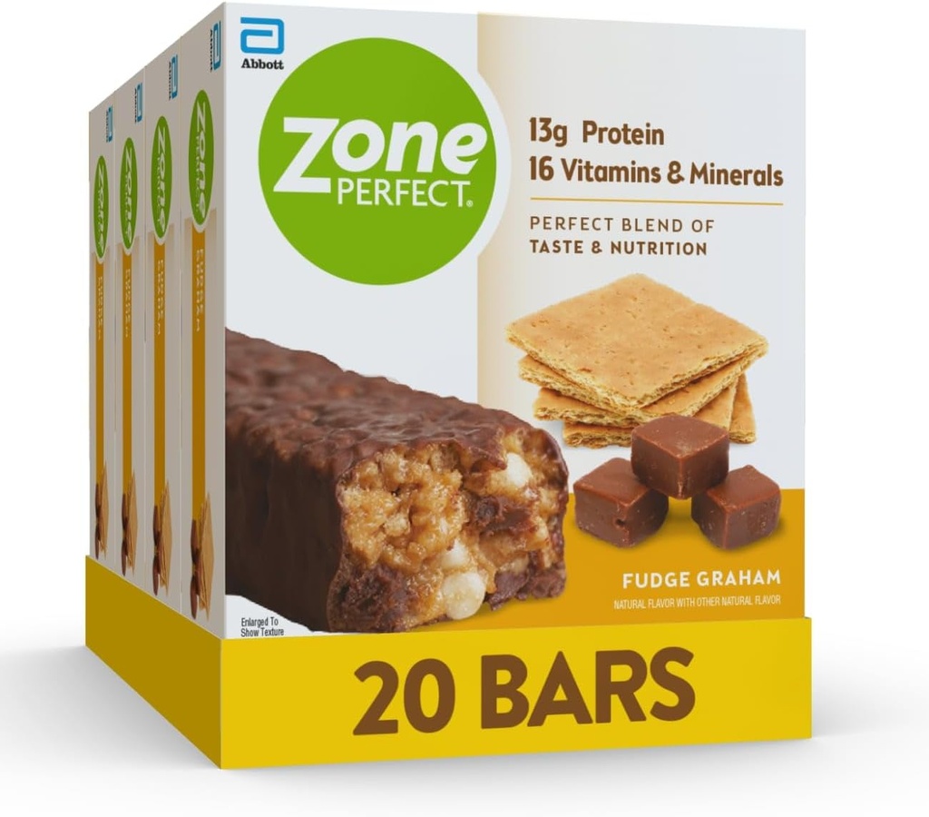 ZonePerfect Protein Bars, 13g Protein, 16 Vitamine & Minerali, Protein Snack, Fudge Graham, 20 Bar