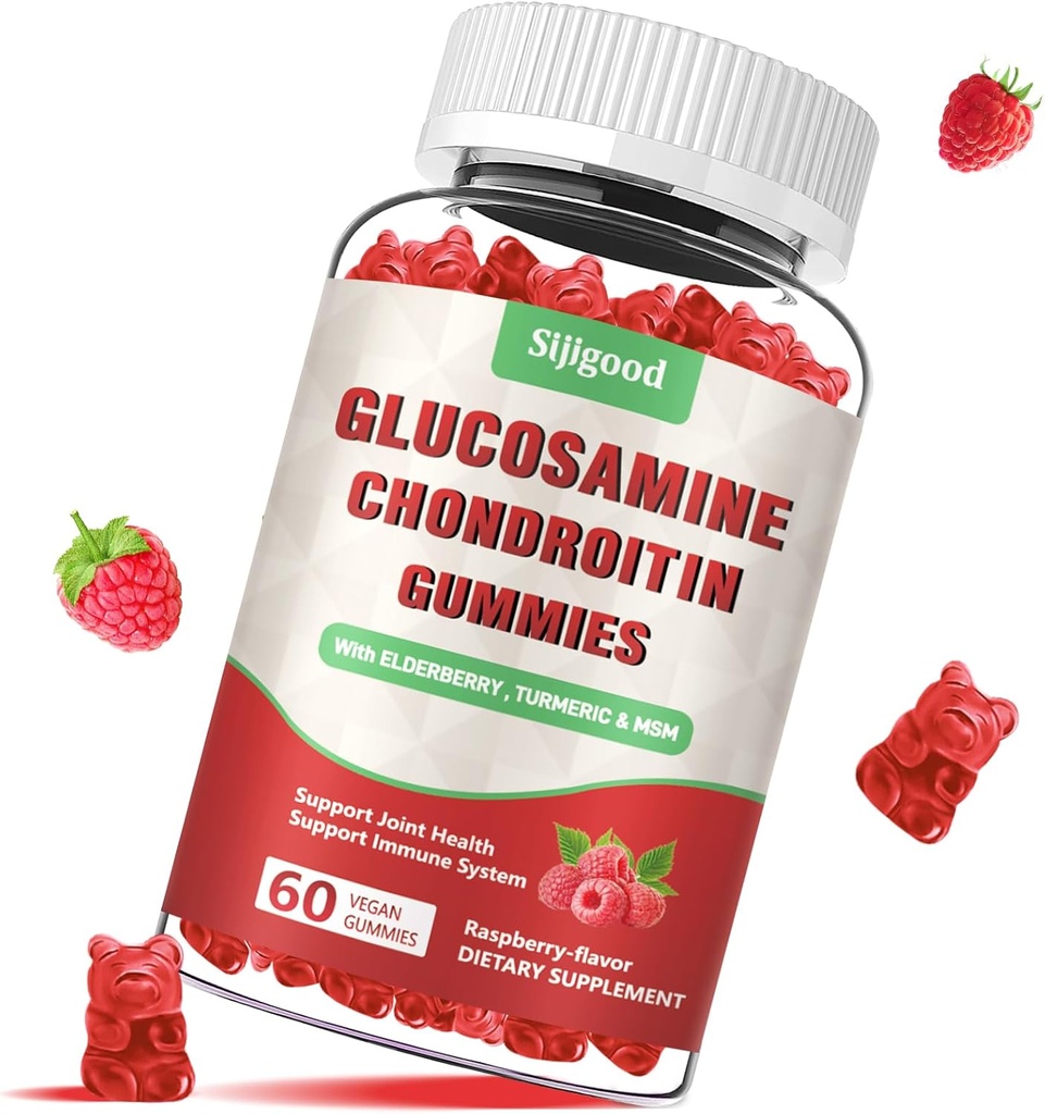 Förbättrad Glukosamin Chondroitin Gummies med MSM för vuxna - extra styrka gemensam hälsa och flexibilitet, Antioxidant & Immune Support Supplement, 60 Count