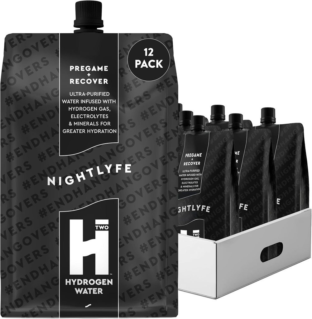 HTWO Nightlyfe Recovery, 16.9oz Premium Electrolytes, Vitaminlər, və Minerals, 12-Pack, Recovery & Ruh Klub üçün Funksional Hidram Paketləri, Sugar Free