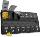 XL Large Pill Organizer 7 giorni, settimanale Pill Box 2 volte al giorno,Am Pm Pill Case Organizer 14 scomparti con Hinged Lids Design,Daily Box Pill Dispenser per Fish Oil/Supplements(nero)