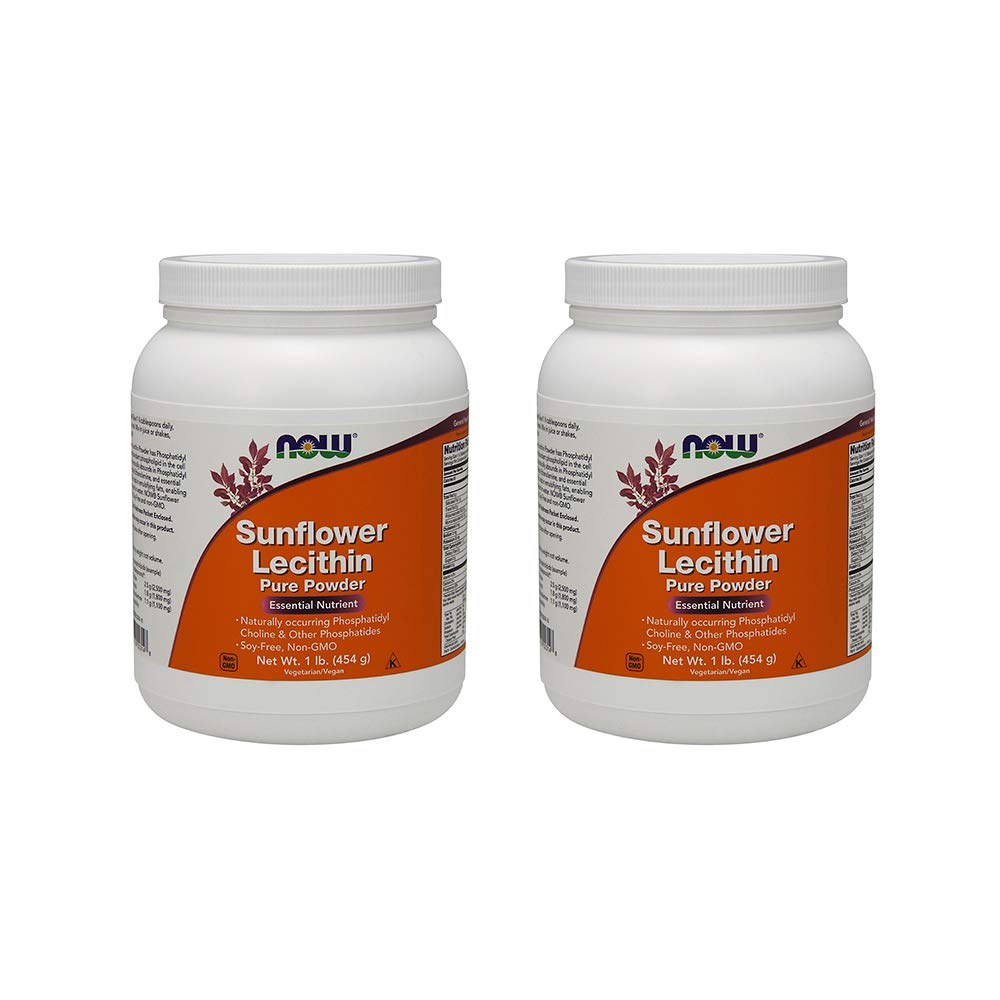 NOW Foods 2 Pack Sunflower Lecithin, Pure Powder, 1 lb (454 g)