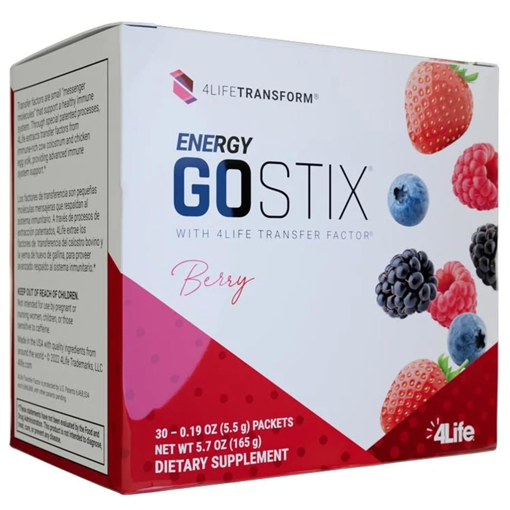 4Life - Energy Go Stix Berry - Energy Supplement with Amino Acids, Green Tea, Yerba Mate, Ginseng, Supports Energy and Daily Wellness - 30 Packets