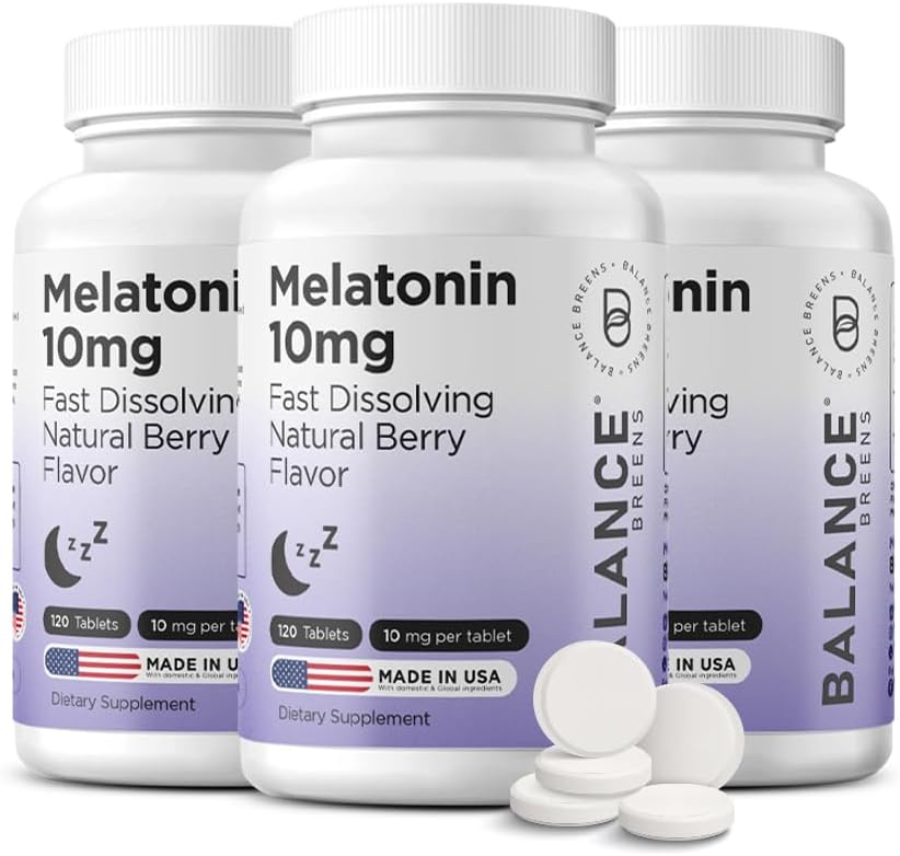 Balancebreens Melatonin 10mg Fast-Dissolve, 120 Tablete – Naravni spanec pomoč za mirne noči, brez drog podporo za sprostitev in mirnost