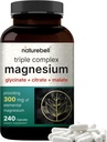 Magnesium Complex 1,000mg, 240 Capsules - Triple Magnesium Complex with Glycinate, Citrate, Malate - Chelated ' Purified , Bone, Heart & Muscle Support - Non-GMO