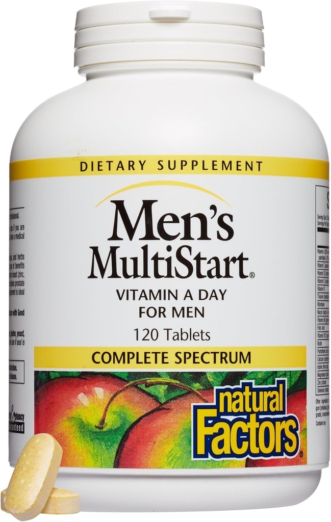 Czynniki naturalne, MultiStart Daily Multivitamine mężczyzn, Nutritional Support for Imimmunological Health and Energy, 120 tabletek (60 porcji)