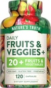 The Nature' Truth Fruit and Veggies supplement , 120 Vegetarian Capsules s 20+ Fruits ' Vegetables , Vegetarian, Non-GMO, and Gluten Free supplement