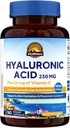 Vitalitown Hyaluronic Acid Supplements 250 mg, Plus 25 mg bitamina C, Naturalki Derived & High Bioavailability, Azal hidratazioa, 90 Vegan kapsulak, 3 Hileko Hornikuntza