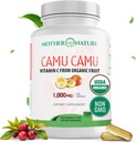 Vitamina C orgánica de Camu Camu Capsules 1,000mg, empaquetado con VIT C natural, Antioxidantes crus - Suplemento de soporte inmune e anti-envellecemento para a pel - po orgánico, Vegan, Non-GMO (120 conta)