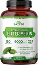 Zazzee Extra Strength Bitter Melon 25:1 Extract, 9000 mg Jakost, 10% Bitter Principles, 150 Veganske kapsule, Standardiziran in koncentriran 25X ekstrakt, 100% vegetarijanski, vse-naravni in ne-GMO