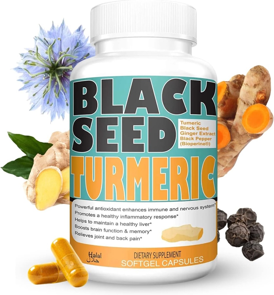 Gurkmeja 1350mg Curcumin 150mg Black Seed Powder 75mg Ginger Extract 50mg Black Pepper Fruit Extract 10mg Bioperine 60 Veggie Count Capsules av Sweet Sunnah