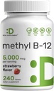 המונחים: athyl B-12 ויטמינים 5000 mcg, 240 טבליות Chewable | Active Form - Strawberry Flavored - Energy Support & Brain Health Function - Vegetarian & GMO חינם