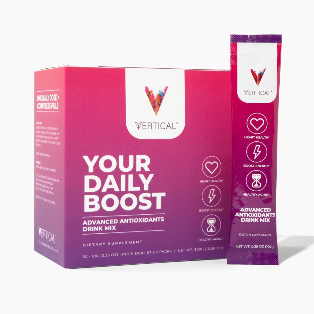 VERTICAL Nitric Oxide אבקת Sticks - תוספת של אנרגיה מוגברת, פוקוס, ודייל בריאות - L-Arginine, CoQ10, Alpha Lipoic Acid, 30 Single Server Sticks