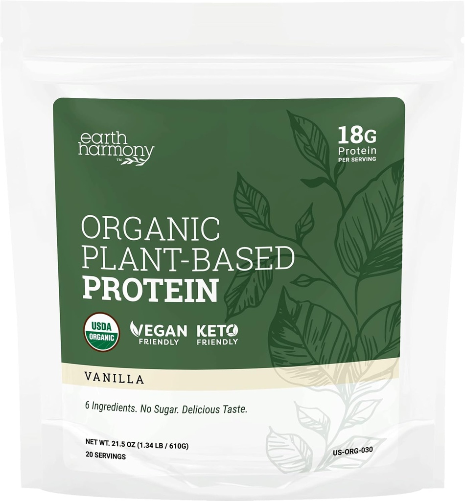 Organic Protin Association Vanilla, Organic Proten protos for Emerican and Men, Fumpyto & Pei Protin Associent เวก้า, Gluten Free, Protein election, 18g - 21.5 Oz
