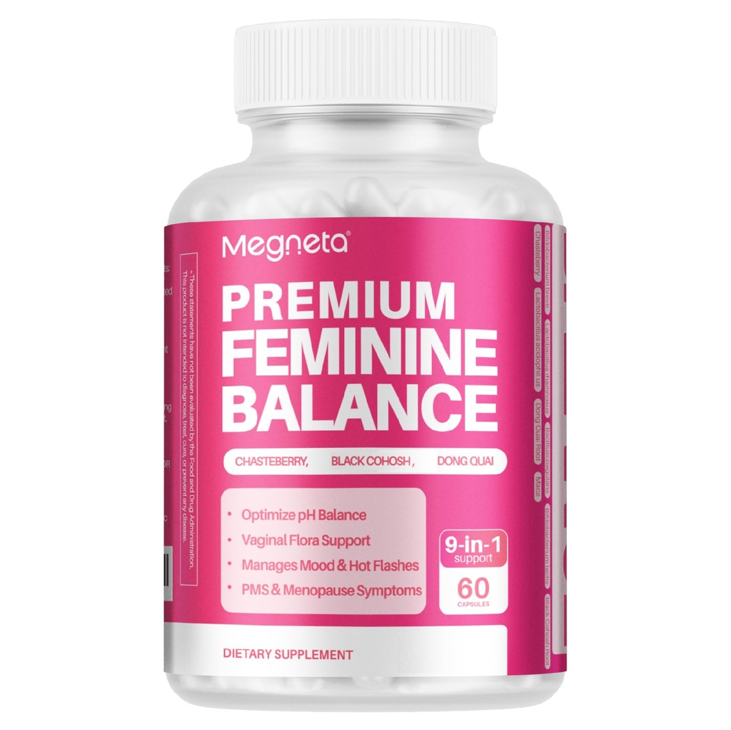 Feminine Balance Supplements - for Women Energy, Menopause Health & Hormone Balance, with Black Cohosh, Chasteberry,10 Billion CFUs Probiotics - 60 Capsules