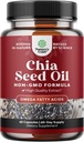 Chia Seed Oil Supplement for vekttap og energi Naturlig Superfood Protein Metabolisme Booster for menn og kvinner - Tryptofan Antioksidant Vitaminer Omega 3 fettsyrer 60 serveringer per beholder