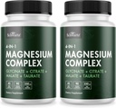 BioSchwartz Magnesium Complex Supplement (2 Pack) 350mg Magnesium Glycinate Citrate Malate och Taurate Per Servering för hälsosamma nervmuskler Hjärt sömnstöd (Vegan, Gluten-Free, Non-GMO)