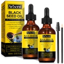 2 Pack Black Seed Oil Organic Cold Pressed,100% Pure & Natural Liquid Black Seed Oil Cold Pressed Glass Bottle 60ML for Skin Cares, Nourishes and Hydrates Hair